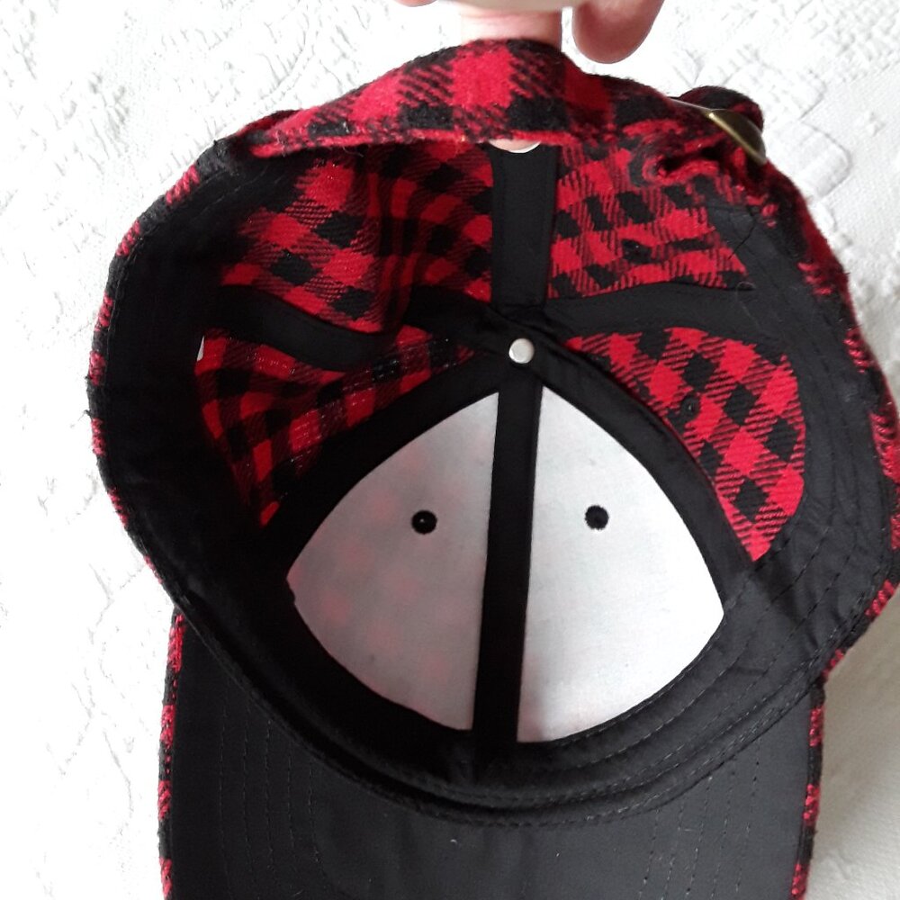 Red & Black Buffalo Check Flannel Baseball Cap - Picture 4 of 6